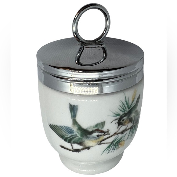 Vintage Royal Worcester Porcelain Egg Coddler with Bird Scene - Picture 4 of 10